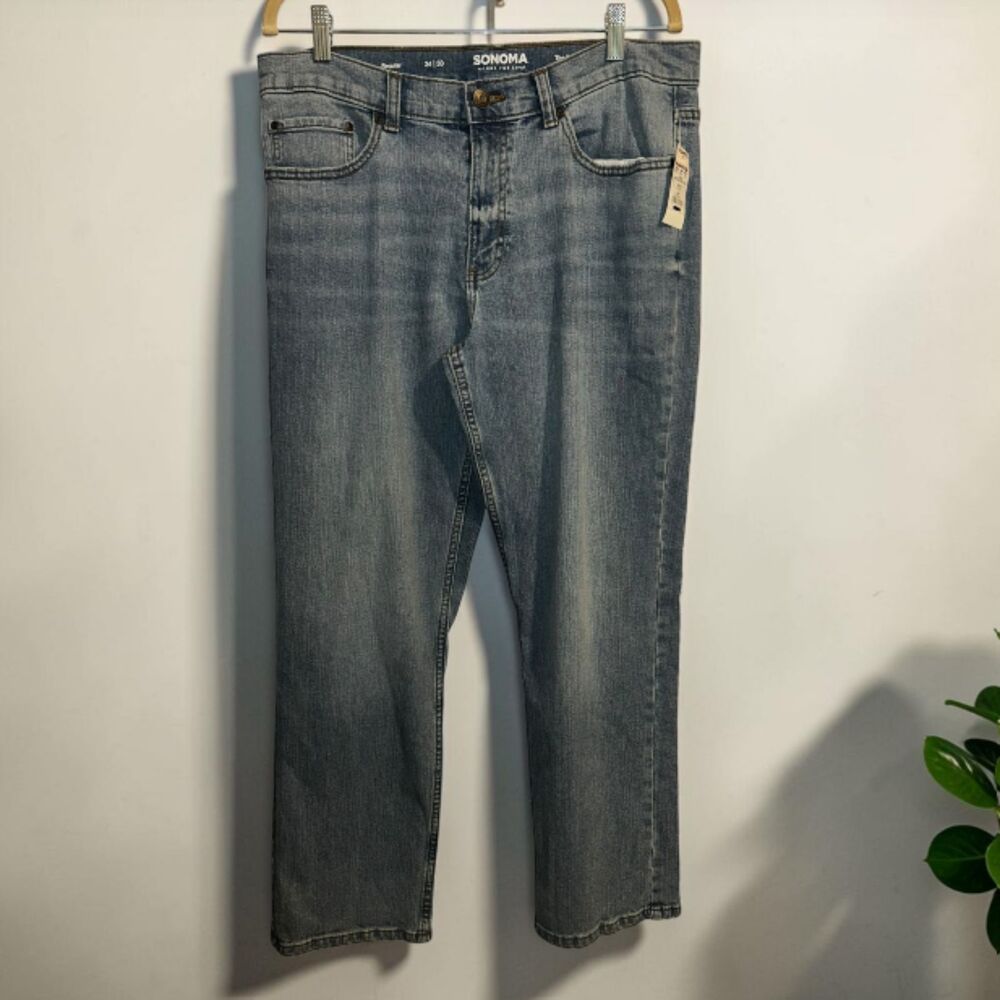 Men's Sonoma Everyday Jeans Men’s 34x30 Medium Wash Straight Leg Denim